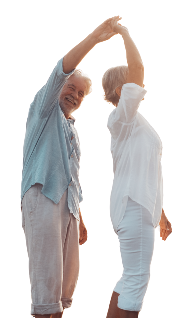 Two elderly couple dancing